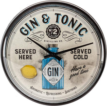 Nostalgic Art Gin & Tonic Served Here Wall Clock Nostalgic Art