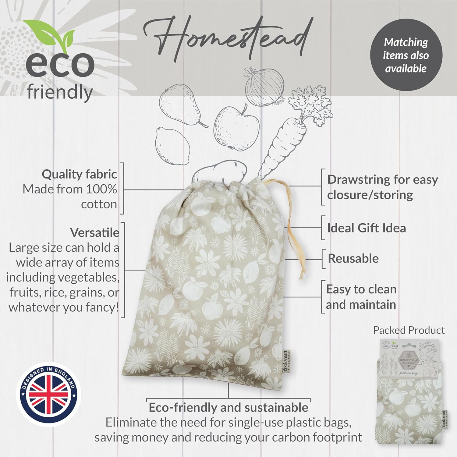 Cooksmart Homestead Large Produce Bag Cooksmart England