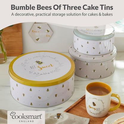 Cooksmart Bumble Bees Set 3 Round Cake Tins