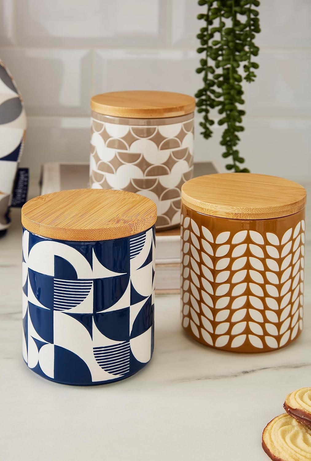 Bauhaus Geo Ceramic Canister - Taupe Cooksmart England