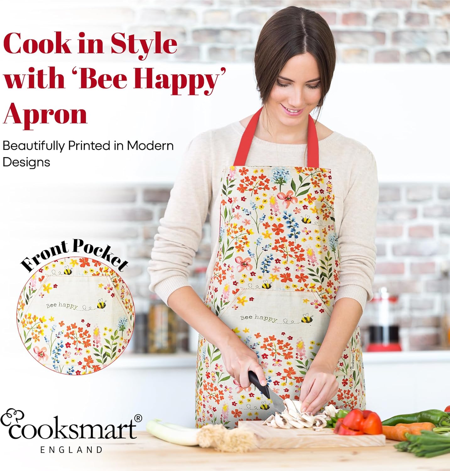 Cooksmart Bee Happy Apron Cartco