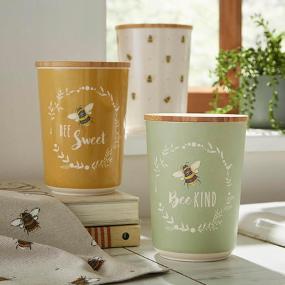 Cooksmart Bumble Bees Bamboo Canister - Natural