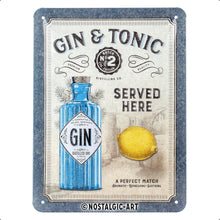 Nostalgic Art Gin & Tonic Served Here Tin Sign - Small Nostalgic Art