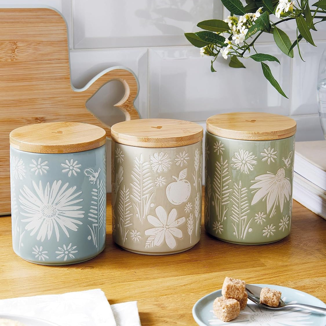 Cooksmart Homestead Ceramic Canister  - Grey-Blue Cooksmart England