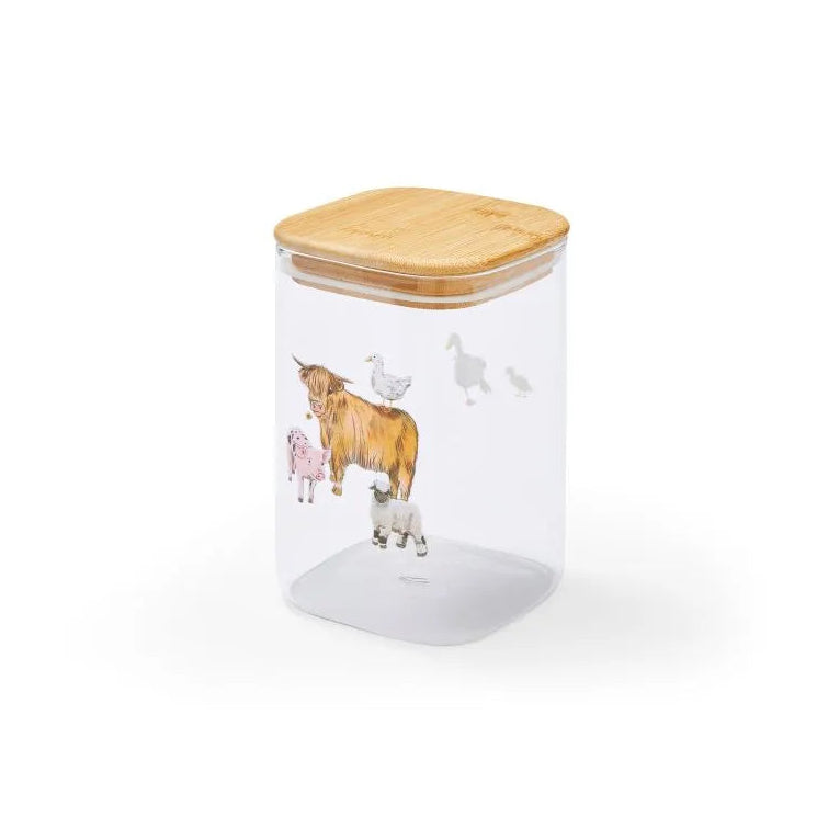 Cooksmart Buttercup Farm 1.0L Glass Jar with Push Bamboo Lid Cooksmart England