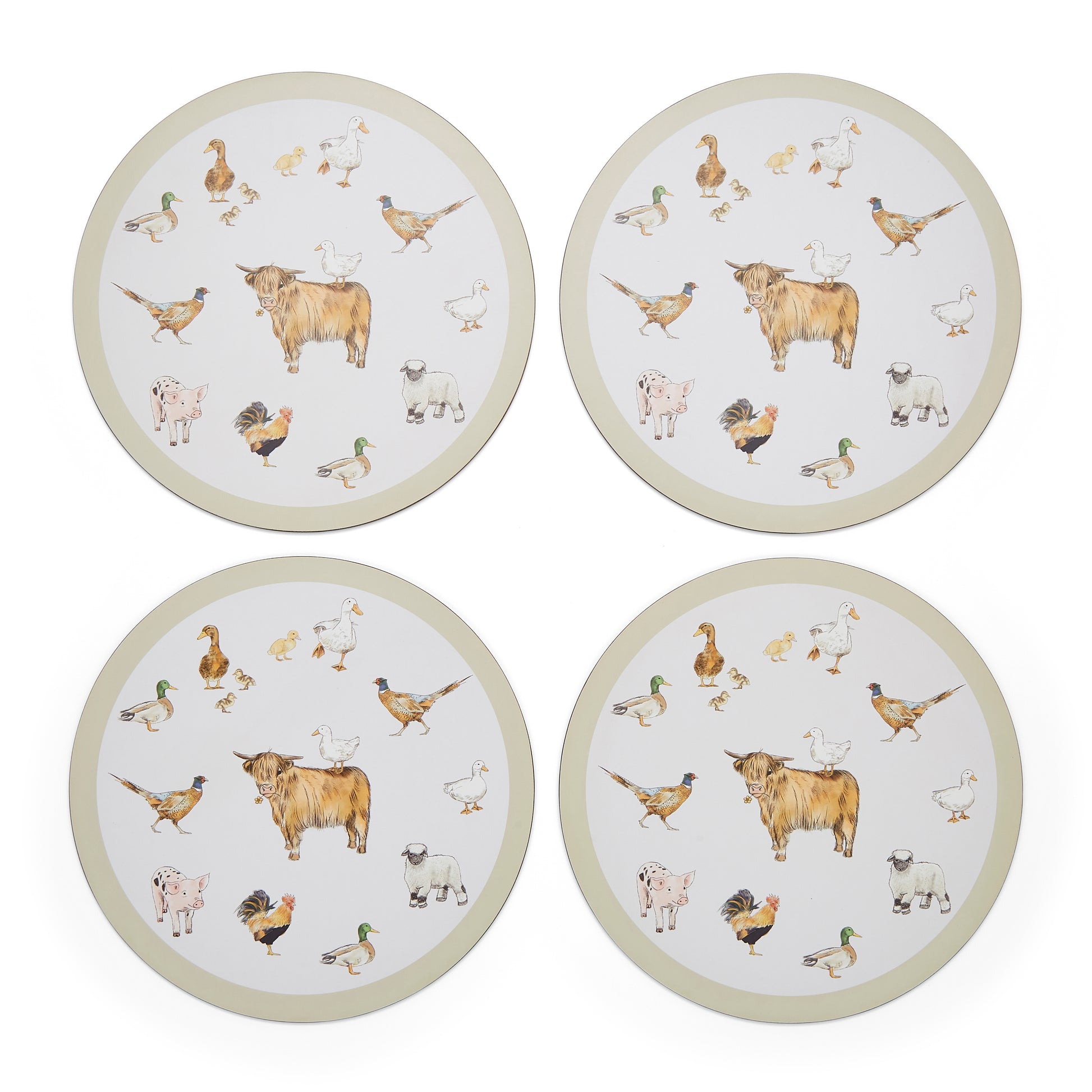 Cooksmart Buttercup Farm Set of 4 Round Placemats Cooksmart England