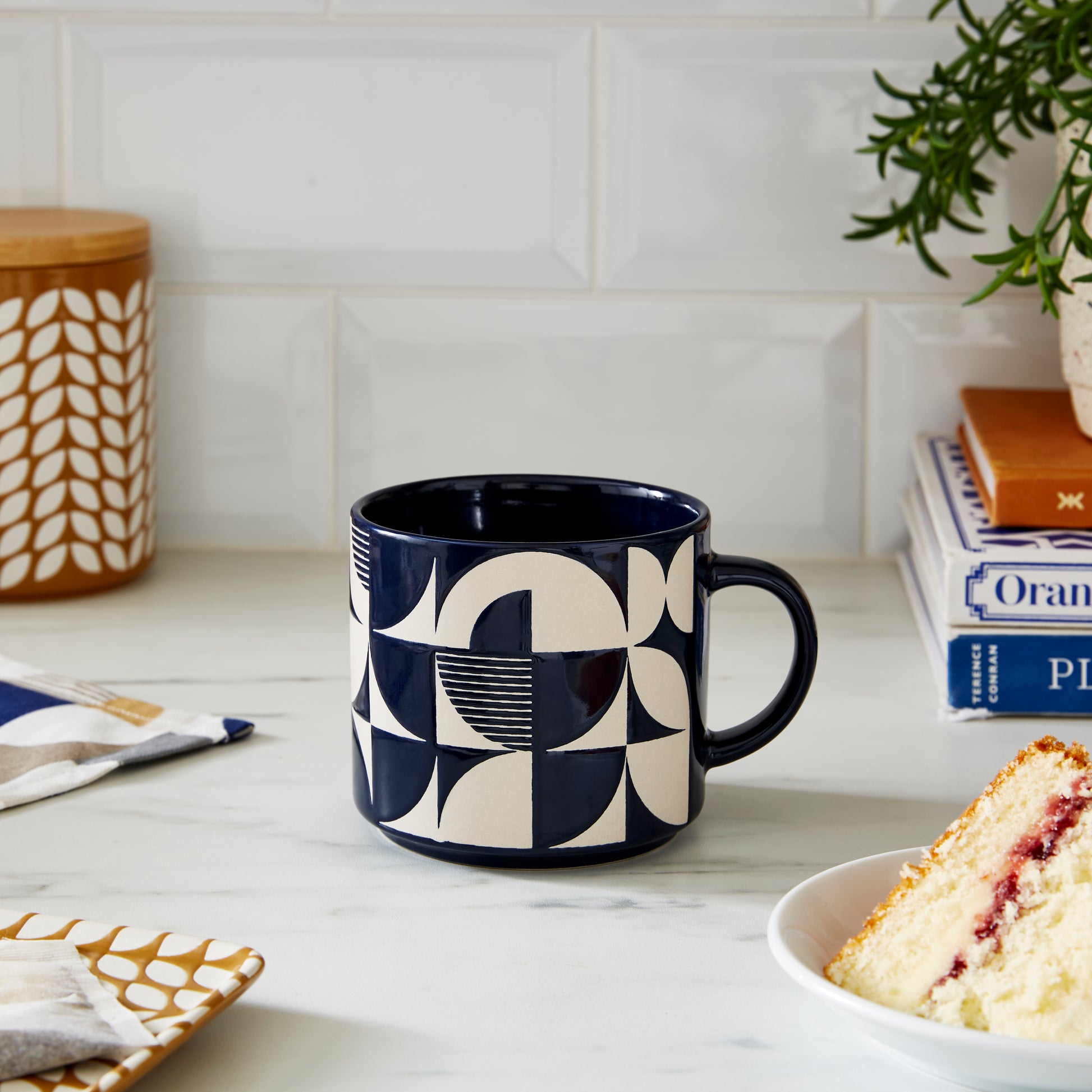 Bauhaus Geo Stacking Mug - Navy Cooksmart England