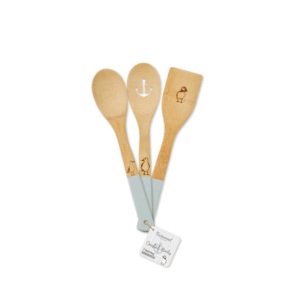 Cooksmart Coastal Birds Set of 3 Bamboo Utensils Cooksmart England