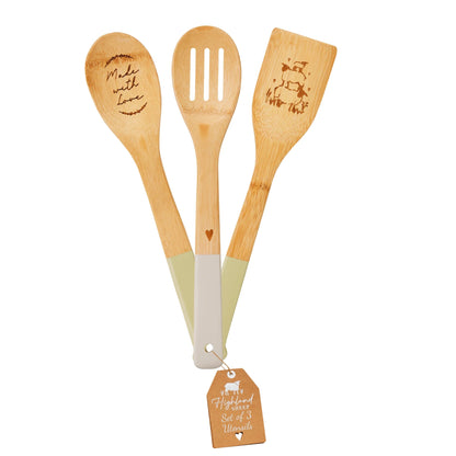 Cooksmart Highland Sheep Set of 3 Bamboo Utensils Cooksmart England