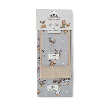 Cooksmart Hen House Lane 3 Pack Tea Towels