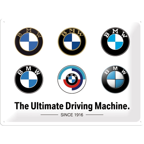 Nostalgic Art BMW Logo Evolution Tin Sign - Large Nostalgic Art