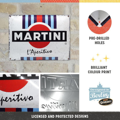 Nostalgic Art Martini L'Aperitivo Racing Stripes Tin Sign - Large Nostalgic Art