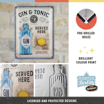 Nostalgic Art Gin & Tonic Tin Sign - Large Nostalgic Art