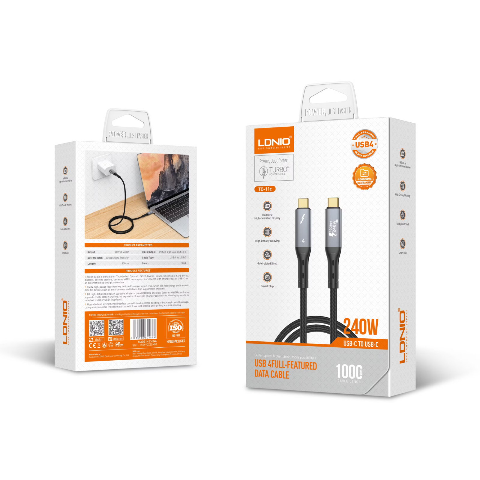 LDNIO Premium Braided 240W USB-C to UBS-C PD 3.1 Cable Cartco