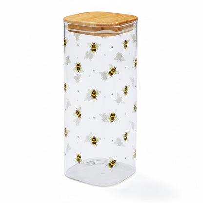 Cooksmart Bumble Bees 2.0L Glass Jar with Push Bamboo Lid Cooksmart England