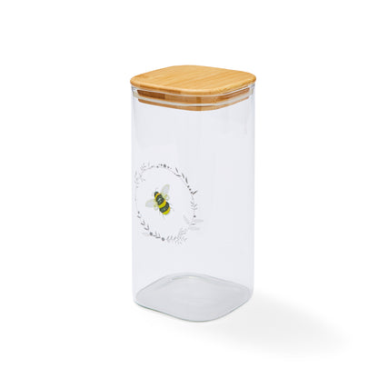 Cooksmart Bumble Bees 1.5L Glass Jar with Push Bamboo Lid Cooksmart England