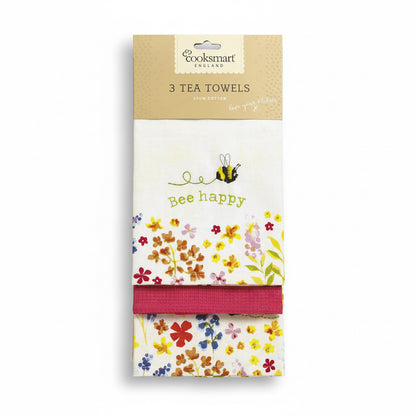 Cooksmart Bumble Bees Tea Towels 3pk Cooksmart England