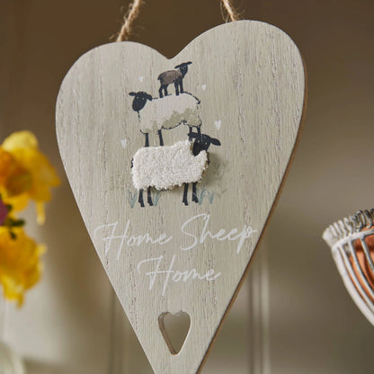 Cooksmart Highland Sheep "Home Sheep Home" Heart Plaque