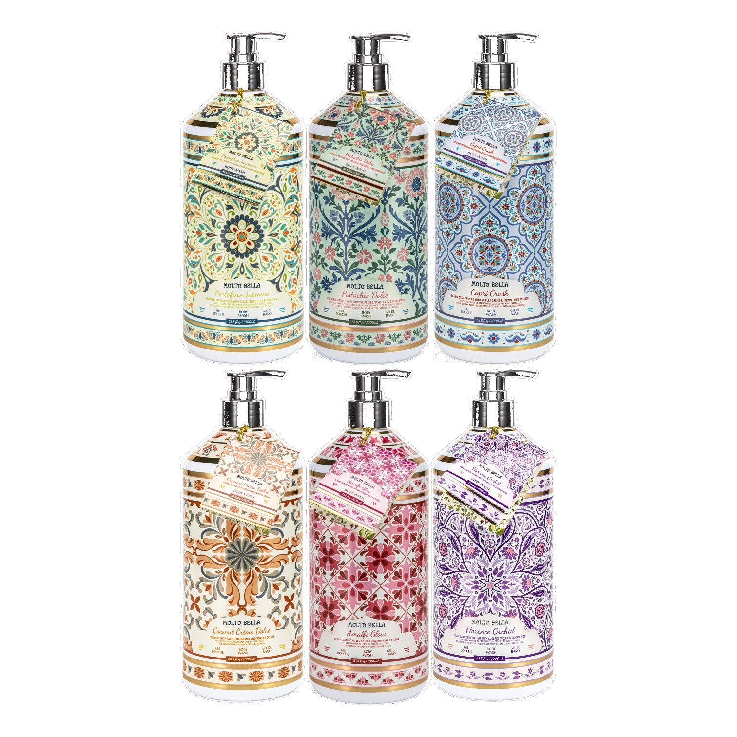 Molto Bella Luxury Body Wash 1L Assorted 6 Pack Molto Bella