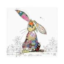 Cartco Bug Art Binky Bunny ceramic coaster featuring a colorful patchwork rabbit illustration and cork backing.