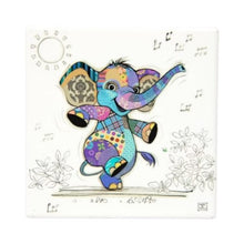 Cartco Bug Art Elly Elephant ceramic coaster with a colourful patchwork elephant illustration and cork backing.