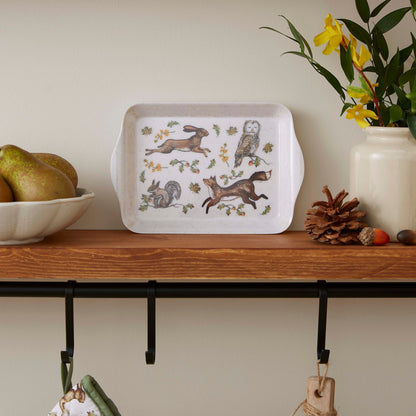 Cartco Cooksmart Forest Fable scatter tray featuring a woodland animal design on a speckled cream background.