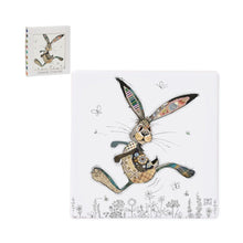 Cartco Bug Art Hesper Hare square ceramic coaster with a colourful illustrated hare and cork backing.