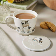 Cartco Cooksmart Highland sheep bone china mug and matching coaster set with a rustic countryside design.