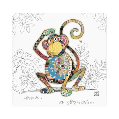 Cartco Bug Art Monty Monkey ceramic coaster featuring a colourful patterned monkey illustration on a white background