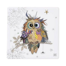 Cartco Bug Art Otto Owl ceramic coaster featuring a colourful, detailed owl illustration on a white background.