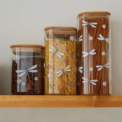 Cooksmart English Meadow 2.0L Glass Jar with Push Bamboo Lid Cooksmart England