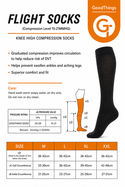 GoodThings Knee High Compression Flight Socks