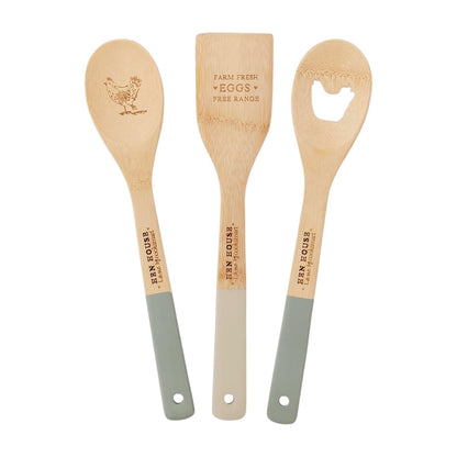 Cooksmart Hen House Lane Set of 3 Bamboo Utensils