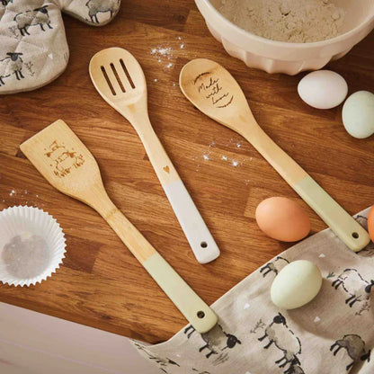 Cooksmart Highland Sheep Set of 3 Bamboo Utensils Cooksmart England
