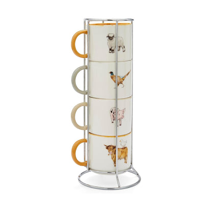 Cooksmart Buttercup Farm Stacking Mugs In Holder - Set of 4