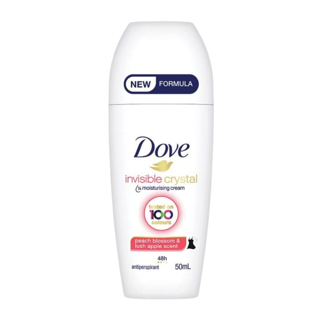 Dove Invisible Crystal Peach Blossom & Lush Apple Roll On Deodorant 50ml Dove
